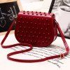 Stylish Studded and Solid Color Design Women's Crossbody Bag - Rouge vineux 