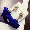 Pair of Stylish Rhinestone Fabric Flower Pendant Lady Style Earrings For Women - Bleu Saphir 