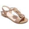 Casual T-Strap and Flowers Design Women's Sandals - Abricot 36