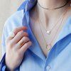 Stylish Hollow Round Triangle Two-Piece Necklaces For Women - GOLDEN 