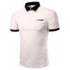 Mode col rabattu Solide Couleur T-shirt court Men 's  Manches Polo - Blanc L