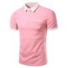 Mode col rabattu Solide Couleur T-shirt court Men 's  Manches Polo - Rose 3XL