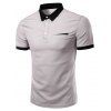 Mode col rabattu Solide Couleur T-shirt court Men 's  Manches Polo - Gris 3XL