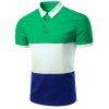 Men 's  Collar élégant Stripes Turn-down Color Block T-shirt court manches Polo - Vert M
