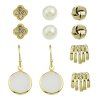 A Suit of Chic Artificial Pearl Floral Earrings For Women - d'or 