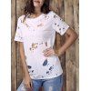 Fashionable Round Neck Short Sleeve Hole Design Women's T-Shirt - WHITE L