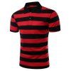 Collar Stripes Turn-down T-shirt court Men 's  Manches Polo - Rouge M