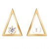 Pair of Fashion Triangle Rhinestone Faux Pearl Stud Earrings For Women - d'or 