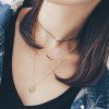 Chic Simple Style Pentagram Round Geometric Multi-Layered Necklace For Women - GOLDEN 