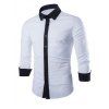 Laconic Turn-down Collar Color Block Top Fly Men's Long Sleeves Shirt - Blanc L