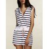 Stylish Women's's Striped Hooded Cover-Up Romper - Noir L