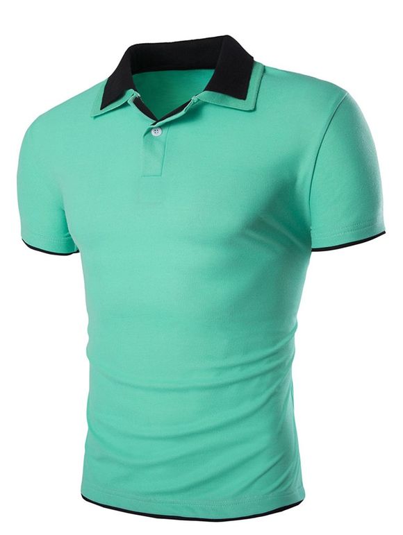 T-shirt de Slimming manches courtes Polo Col Hommes - Vert clair 2XL