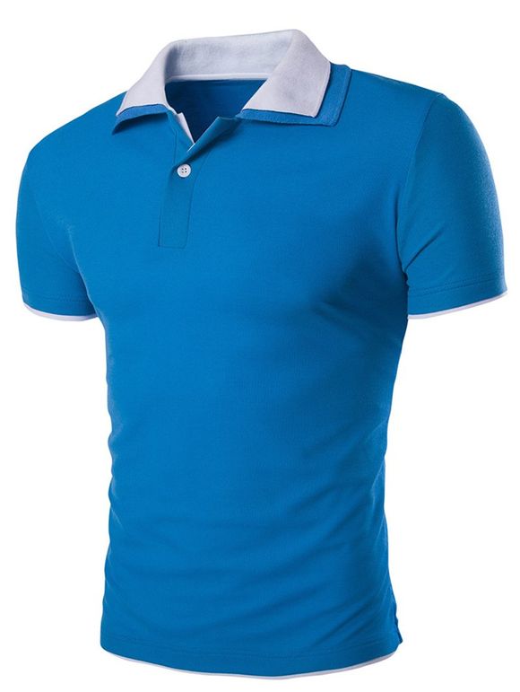 T-shirt de Slimming manches courtes Polo Col Hommes - Bleu Saphir 3XL