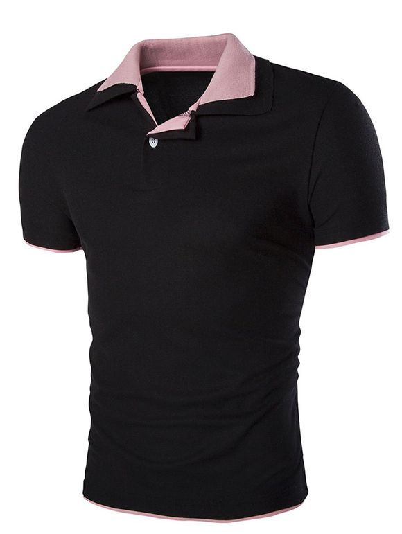 T-shirt Polo col Slim Fit manches courtes Hommes  's - Noir L