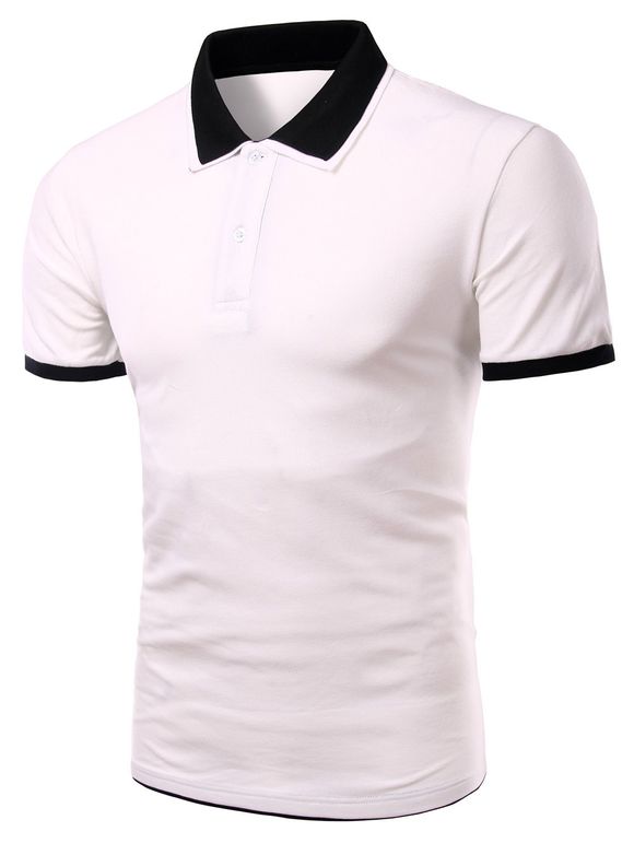 Collier Turn-down Solid Color T-shirt court Men 's  Manches Polo - Blanc M