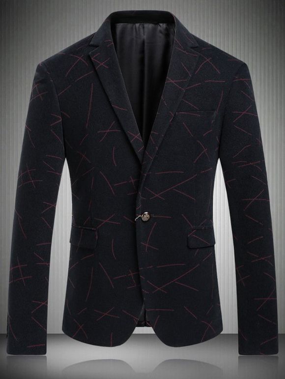 Casual Turn-Down Collar Single-breasted Ligne Imprimer Men 's  manches longues Blazer - Rouge M