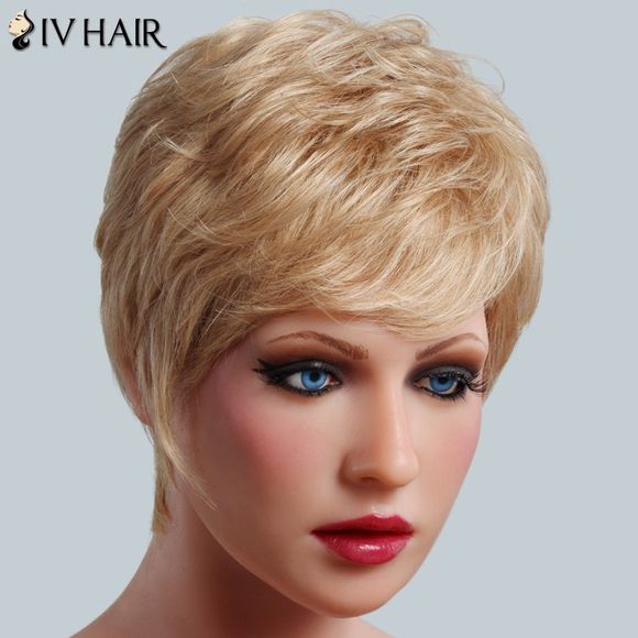 Bouffant Vague 100 Percent Cheveux Cheveux Stunning Siv courtes femmes s 'capless perruque - Blonde 