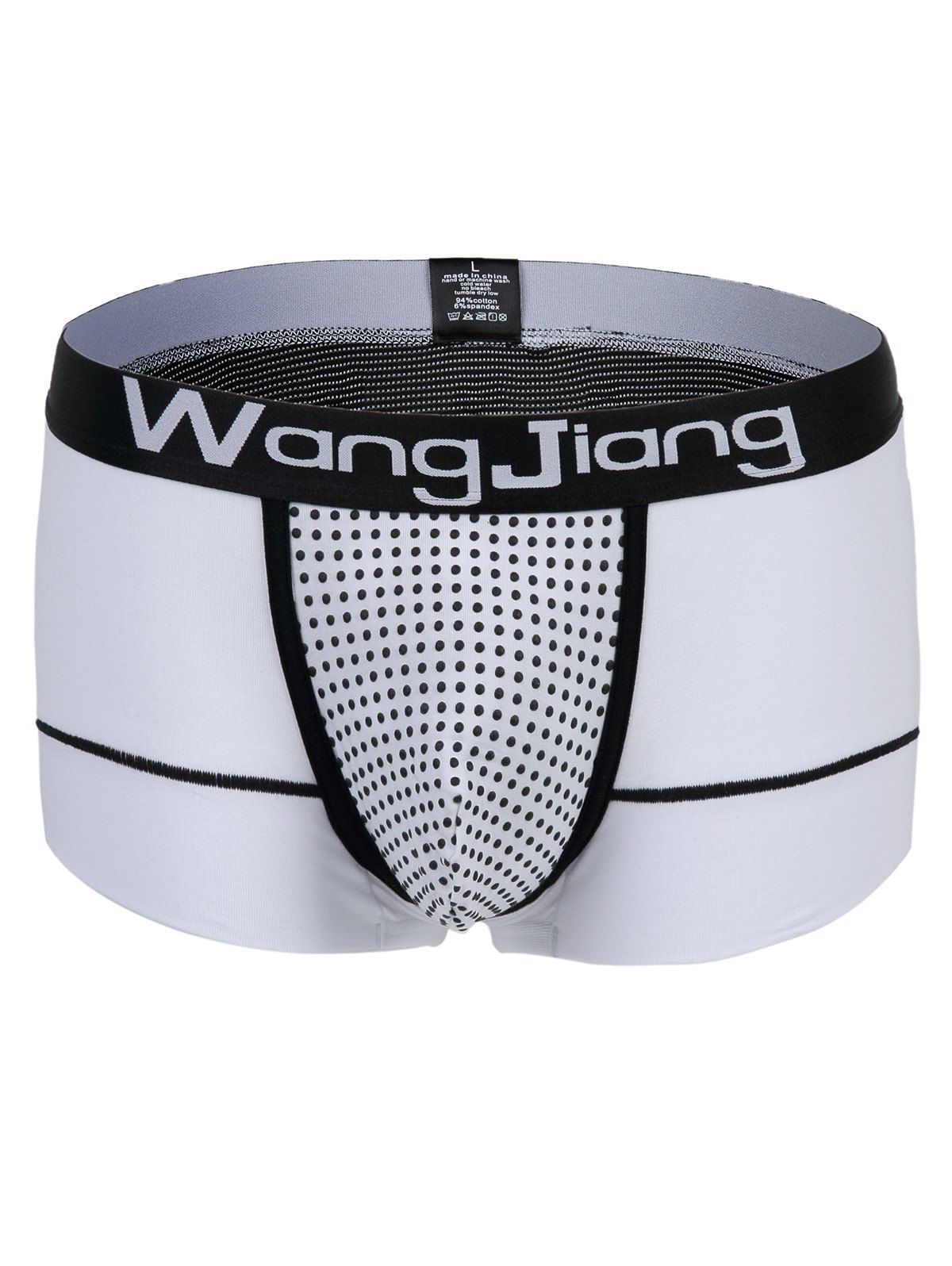 

U Pouch Elastic Waist Color Block Men's Boxers, White