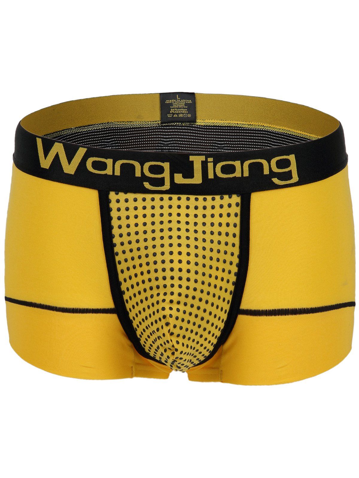 

U Pouch Elastic Waist Color Block Men' Boxers, Yellow
