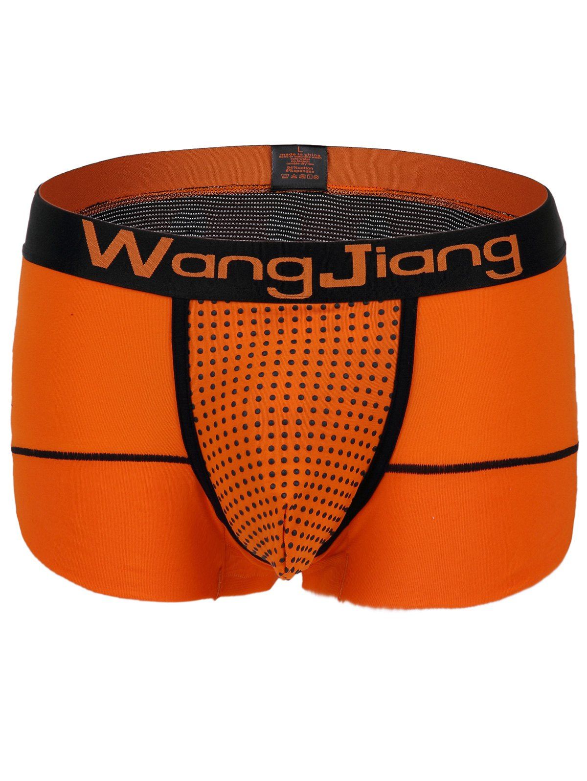 

U Pouch Elastic Waist Color Block Men's Boxers, Orange