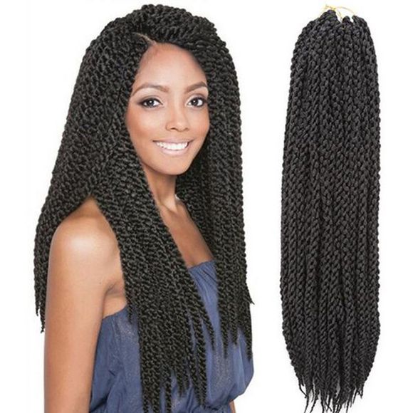 Exotique Corde Twisted Braid long synthétique Extension de cheveux pour les femmes - Noir 