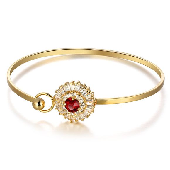 Superbe Faux Ruby Zircon Bracelet ronde pour les femmes - d'or 