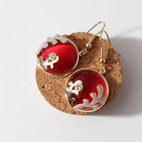 Pair of Gorgeous Faux Opal Rhinestone Drop Earrings For Women - Rouge 