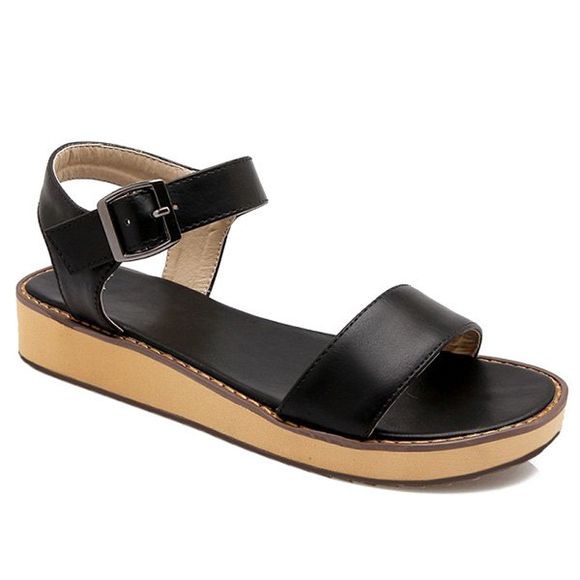 Simple Solid Color and Flat Heel Design Women's Sandals - Noir 39