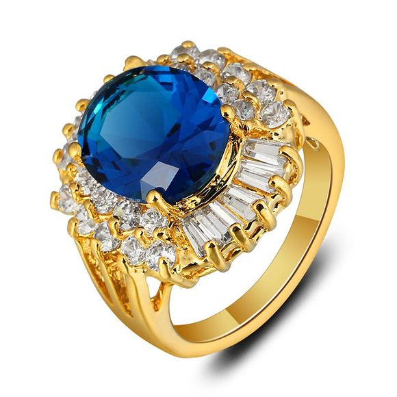 Superbe Faux Sapphire Zircon Anneau ovale pour les femmes - d'or 
