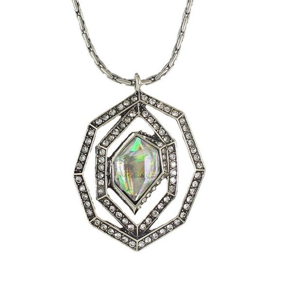 Chic Rhinestoned Geometric Necklace For Women - Argent 