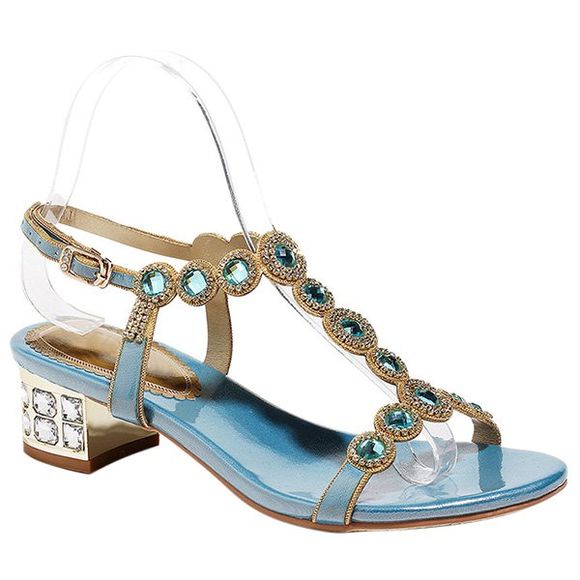 Bling Bling Sandals T-Strap et strass design Femmes  's - Bleu 39