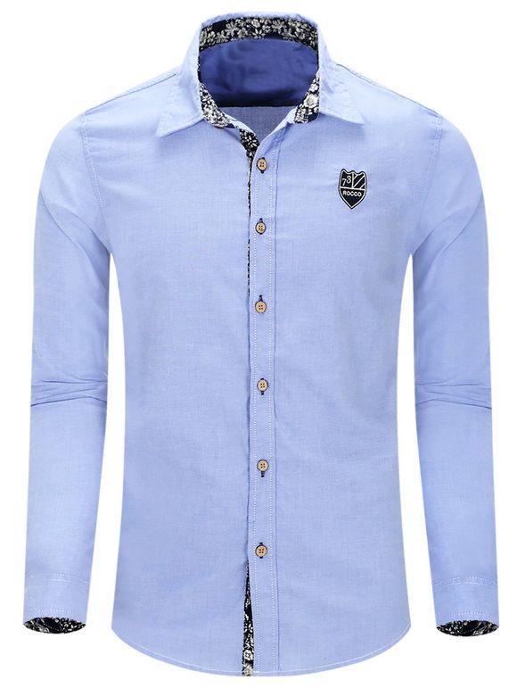 Casual Turn Down Collar Single Breasted Men  's Shirts - Bleu clair 2XL