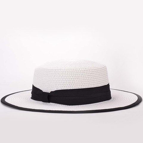 Élégant Gentleman Cool Summer Band Black Men Straw Hat  's - Blanc 