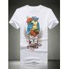 T-shirt Owl 3D Print strass col rond manches courtes hommes s ' - Blanc 4XL