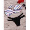 Mode bretelles évider Multicolor Striped femmes s 'Bikini Set - Noir S