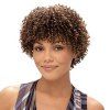 Shaggy Curly Synthetic Nobby Short Brown Mixed Capless Wig For Women - multicolore 