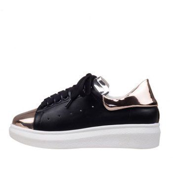 women's fashion canvas color blocking lace up platform heel sneakers