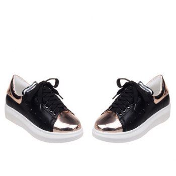 women's fashion canvas color blocking lace up platform heel sneakers