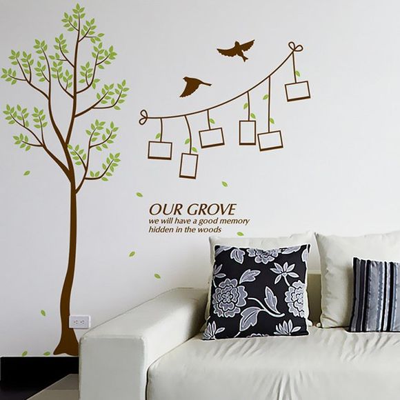 Modèle élégant Green Tree Photo Wall Sticker Pour Livingroom Décoration Chambre - multicolore 