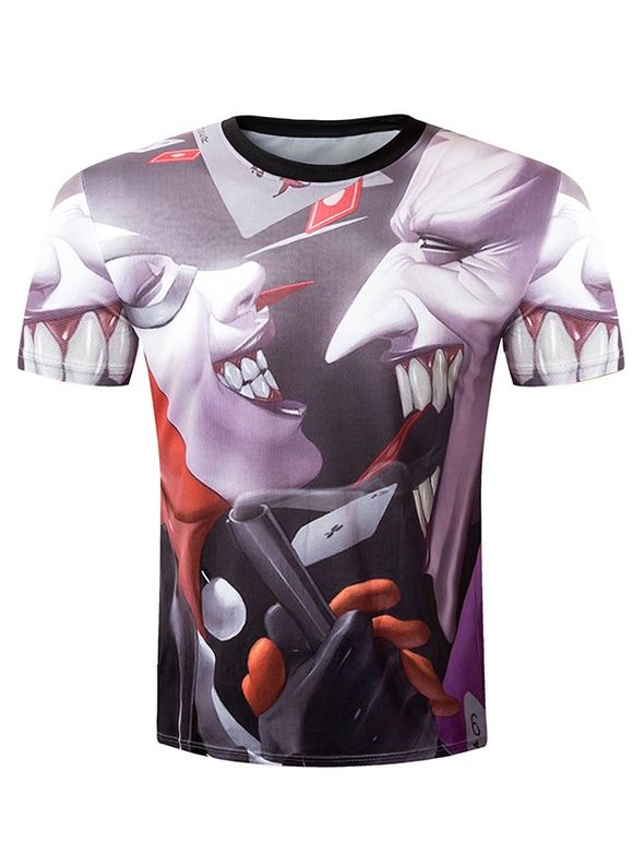 T-Shirt Homme Décontracté Imprimé Diable 3D à Col Rond - multicolore XL