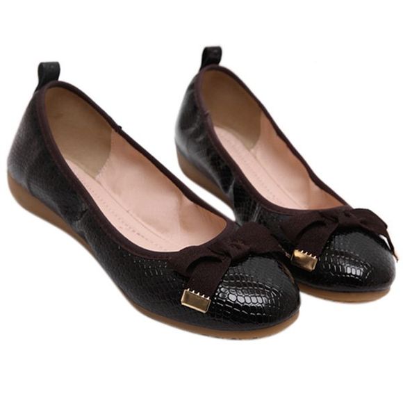 Loisirs bowknot et gaufrage Conception Femmes  's Chaussures plates - Noir 35
