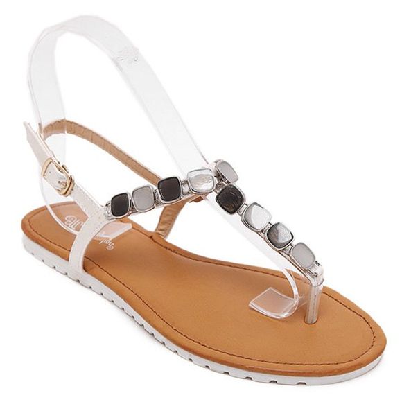 Casual Flat Heel and Flip Flop Design Women's Sandals - Blanc 40