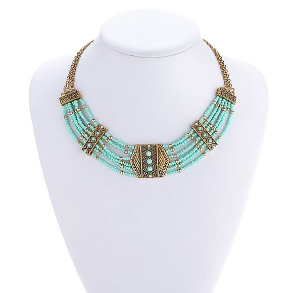 Multicouches Chic collier de perles géométriques pour les femmes - d'or 