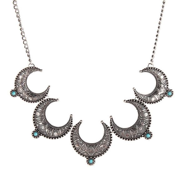 Vintage Faux Turquoise Collier Lune pour les femmes - Argent 