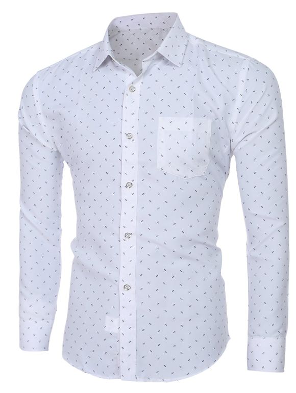 Men 's  Trendy col rabattu impression à manches longues T-shirt - Blanc L