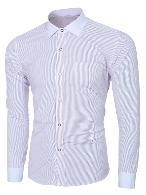 Men 's  Collar Fashion Turn-down manches longues Chemise rayée - Pourpre M