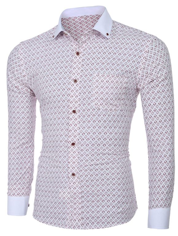 Men 's  Collar Turn-down Rafraîchissant Impression à manches longues T-shirt - Rose XL