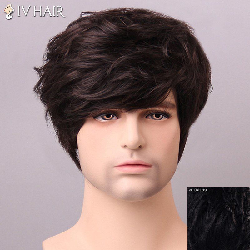 41 Off 2020 Shaggy Siv Hair Curly Human Hair Men S Wig In Black