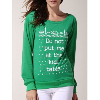 

Stylish Long Sleeve Round Neck Letter Pattern Sweatshirt For Women, Green