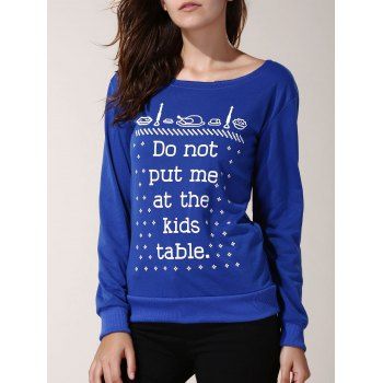 

Stylish Long Sleeve Round Neck Letter Pattern Sweatshirt For Women, Blue